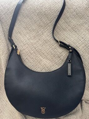 Victoria's Secret Black Crescent Shoulder Bag with Gold Hardware